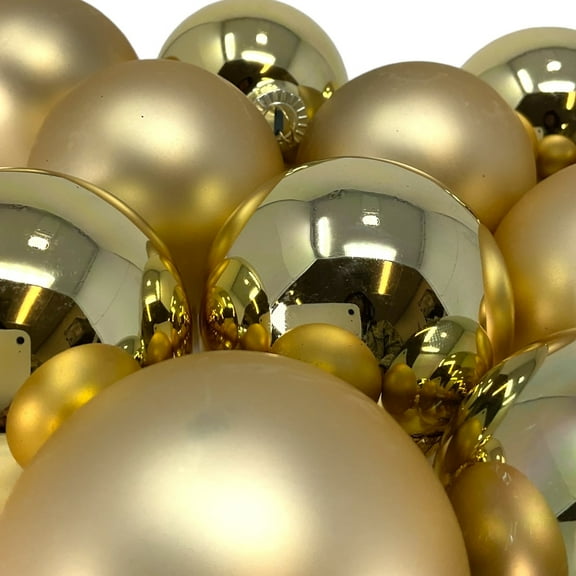 2.3 Inch Shiny and Matte Gold Glass Ball Christmas Ornament 12 Piece Set
