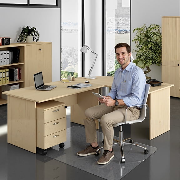 Office Chair Mat for Hard Floors, Heavy Duty Office Chair Mat for Carpet Protector Stay in Place Plastic Computer Mats for Rolling Work and Gaming Chairs