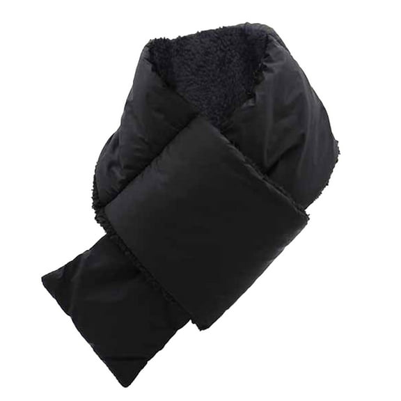 Duoif Neck Warmer, Adult Winter Solid Neck Outdoor Windproof and Warm down Cotton Scarf Scarf Men Black