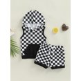 thumbnail image 2 of Arvbitana Baby Girl Boys Checkerboard Print Outfits Sleeveless Hooded Vest  Tops + Drawstring Short Pants Summer Casual Shorts Sportswear 2Pcs 0-3T, 2 of 8