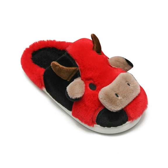 Toddler Cow Slippers For Kids Fuzzy Slippers Cute Animal Slippers, Toddler House Slippers Girls Kawaii Cow Cotton Slippers