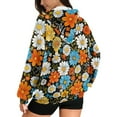 thumbnail image 2 of Renewold Hippie Flower Orange Blue Women's Oversized Sweatshirts Fleece Hoodies Casual Long Sleeve Sweaters Oversized Jackets Pullover Comfy Workout Clothes Athletic Clothing for Ladies Girls, 4XL, 2 of 7
