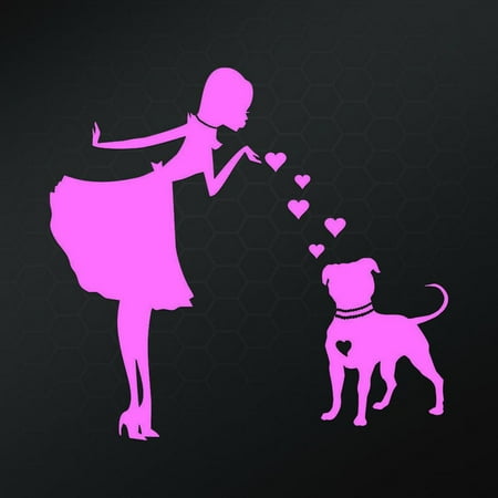 Dog Car Decals PITS and PEARLS PITBULL Dog Vinyl Car Decal, Laptop Decal, Car Window Wall Sticker | Pink | 5.5 In | KCD638P ()