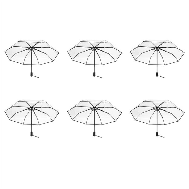 6X Paraguas Transparente Paraguas Automatico para Lluviaautomatico Compacto Plegable Estilo A Prueba de Viento Paraguas Transparente , Transparente & Borde Negro