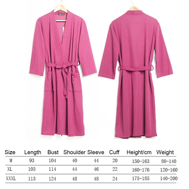 Women Water Absorption Bath Robe Solid Absorption Bath Robe Waffle Bathrobe Spa Home Dress Nightgown