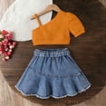thumbnail image 4 of Amidoa Girls 2 Piece Outfits Summer Clothes Tank Top Cotton Short Sleeve Solid Color T-Shirt and Casual Shorts Kids Clothing Sets Yellow Size 4T, 4 of 9