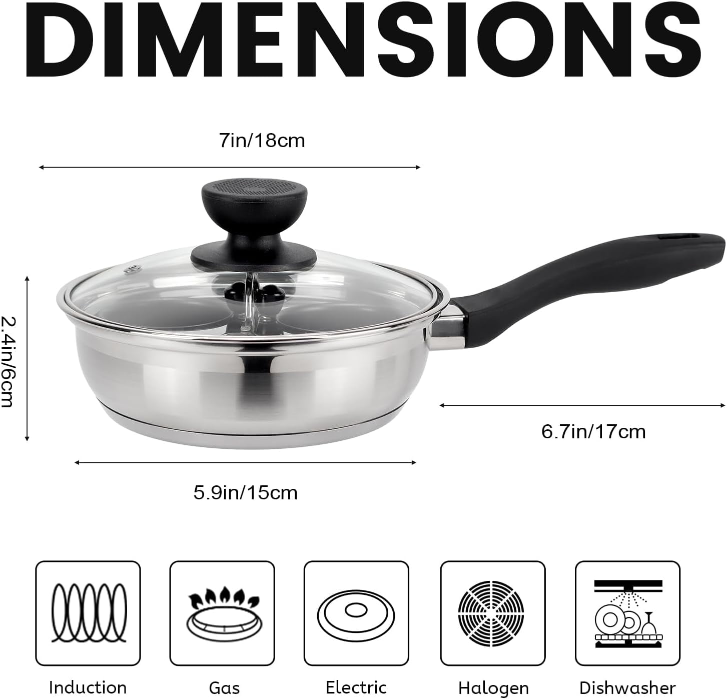 Egg Poacher Pan with Nonstick Cups and Mixing Bowls Set for Healthy Breakfast Cooking on Induction Stove