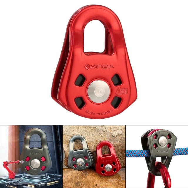 Polea trepadora Sharpla Rojo, Polea simple de aleación de aluminio con rodamientos, levantamiento de espeleología de viaje
