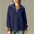 thumbnail image 5 of TARIENDY Quarter Zip Sweatshirt Women Solid Color Long Sleeve Pullover Sweatshirts with Pocket Fashion Fall Casual Tops Blue XL, 5 of 9