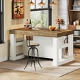 thumbnail image 5 of Finmind 55-inch Kitchen Island with 3 Storage Shelves, Large Farmhouse Kitchen Shelf with Spacious Worktop, Brown and White (Easy to Assemble), 5 of 8