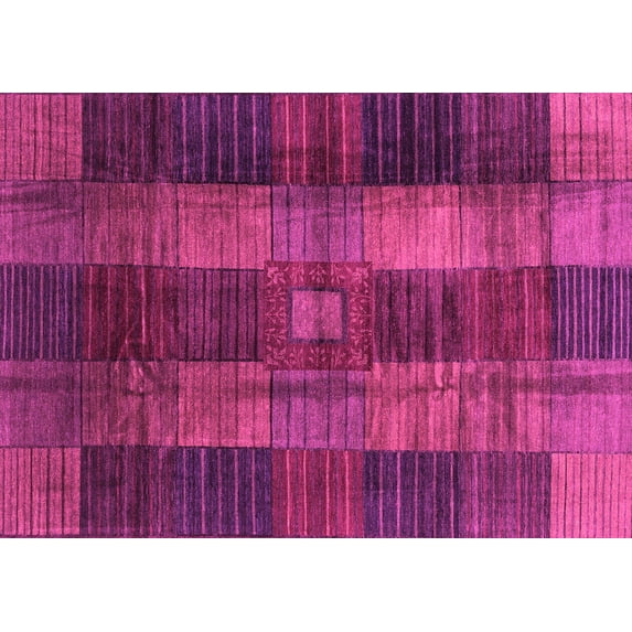 Ahgly Company Indoor Rectangle Checkered Pink Modern Area Rugs, 3' x 5'
