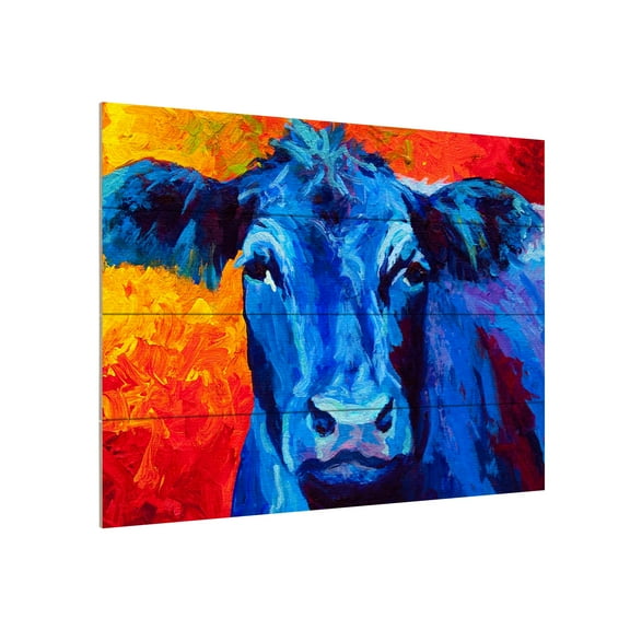 Marion Rose 'Blue Cow' Wood Slat Art