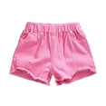 thumbnail image 6 of SGMVNU Girls Summer Shorts Casual Distressed Shorts Loose Fit Solid Color Elastic Waist Fashion Bottoms Cotton Play Shorts, Size 10-11 Years, Pink, 6 of 6