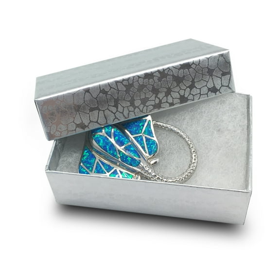 The Display Guys – Cardboard Jewelry Boxes With Cotton – 100 Pack – Silver Foil – #21 (2 5/8" x 1 5/8" x 1")