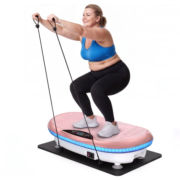 MERACH 4D Vibration Plate Exercise Machine 440W Motor, LED Lights Full Body Vibration Platform with Bluetooth Speaker, Resistance Bands, 440 lb Capacity