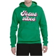 thumbnail image 2 of Wild Bobby, Jesus Vibes Inspirational/Christian Unisex Graphic Hoodie Sweatshirt, Kelly, XX-Large, 2 of 6