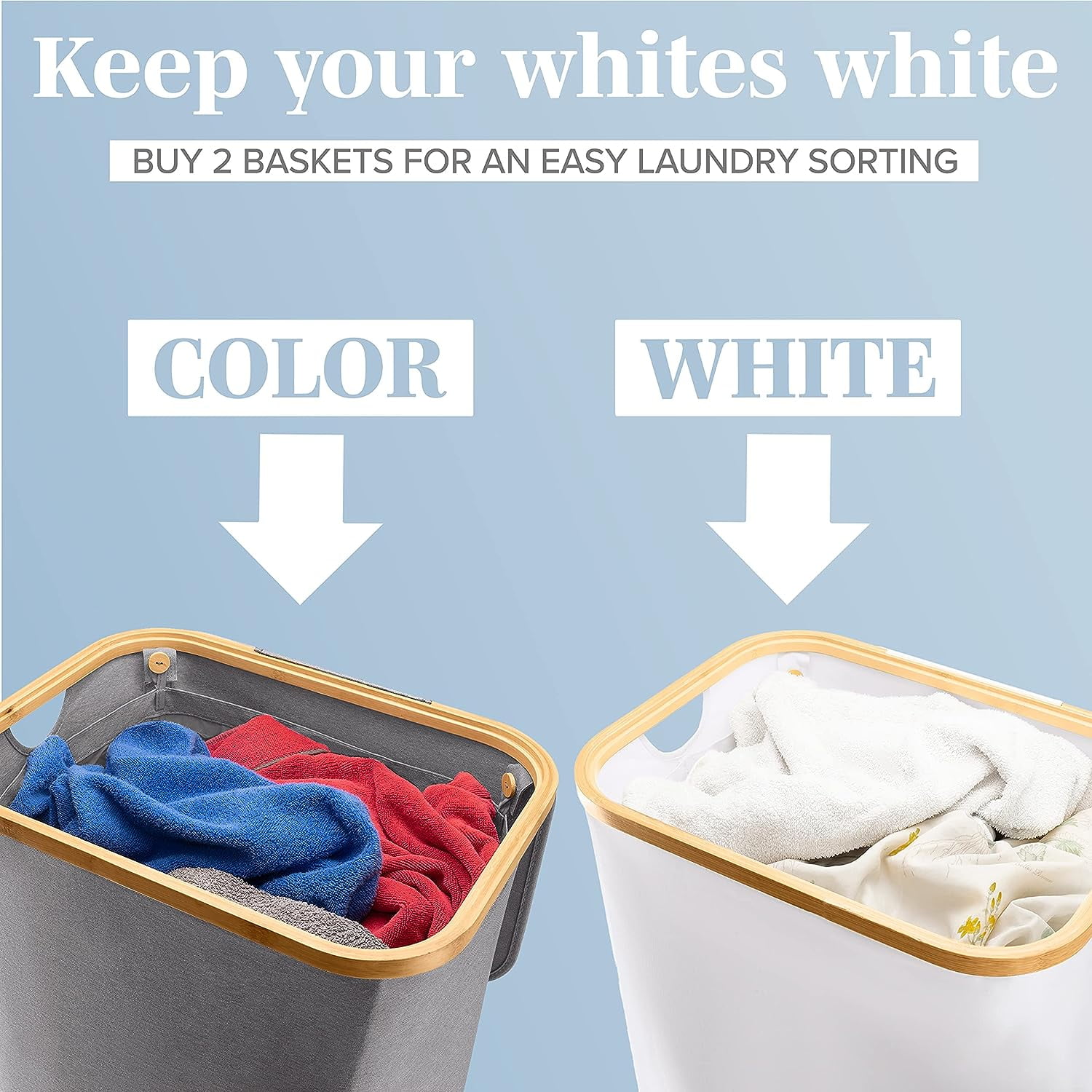 Lonbet Adult Fabric Laundry Basket Hamper with Lid, Light Grey
