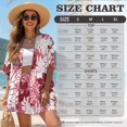 thumbnail image 7 of FKEKYI Red Hibiscus Flower Print Women's 2 Piece Set Short Sleeve Shirt & Shorts with Elastic Waist Summer Beachwear Soft Vacation Outfits Open Front Top Lounge Set, M, 7 of 7