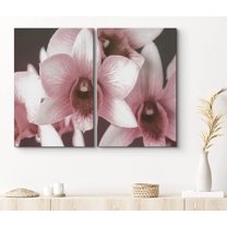 PixonSign Canvas Print Wall Art Set Close-Up of Pink Moth Orchids Botanical Bouquet Photography Realism Romantics Portrait Colorful Multicolor Ultra for Living Room, Bedroom, Office - 24"x36"x2