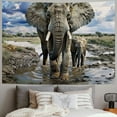thumbnail image 2 of JRXY  Animal Tapestry, Photo of Elephant Family Mother Nature Creatures Land , Wall Hanging Decor for Bedroom Living Room Dorm, Multicolor Painting, 2 of 6