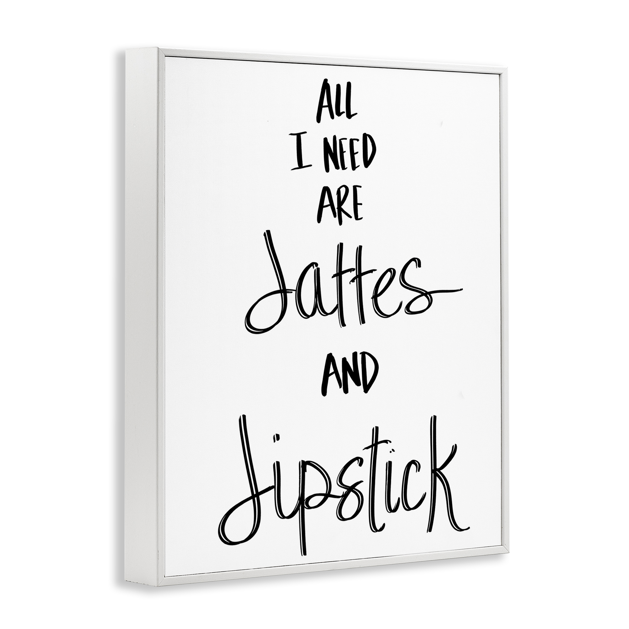 Stupell Industries Need Lattes & Lipstick Beauty & Fashion Painting White Framed Art Print Wall Art, 16 x 20