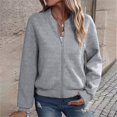 thumbnail image 2 of Zip Up Jacket for Women Lightweight Stand Collar Bomber with Pockets Long Sleeve Casual Loose Fall 2025 Trendy Outwear, 2 of 7