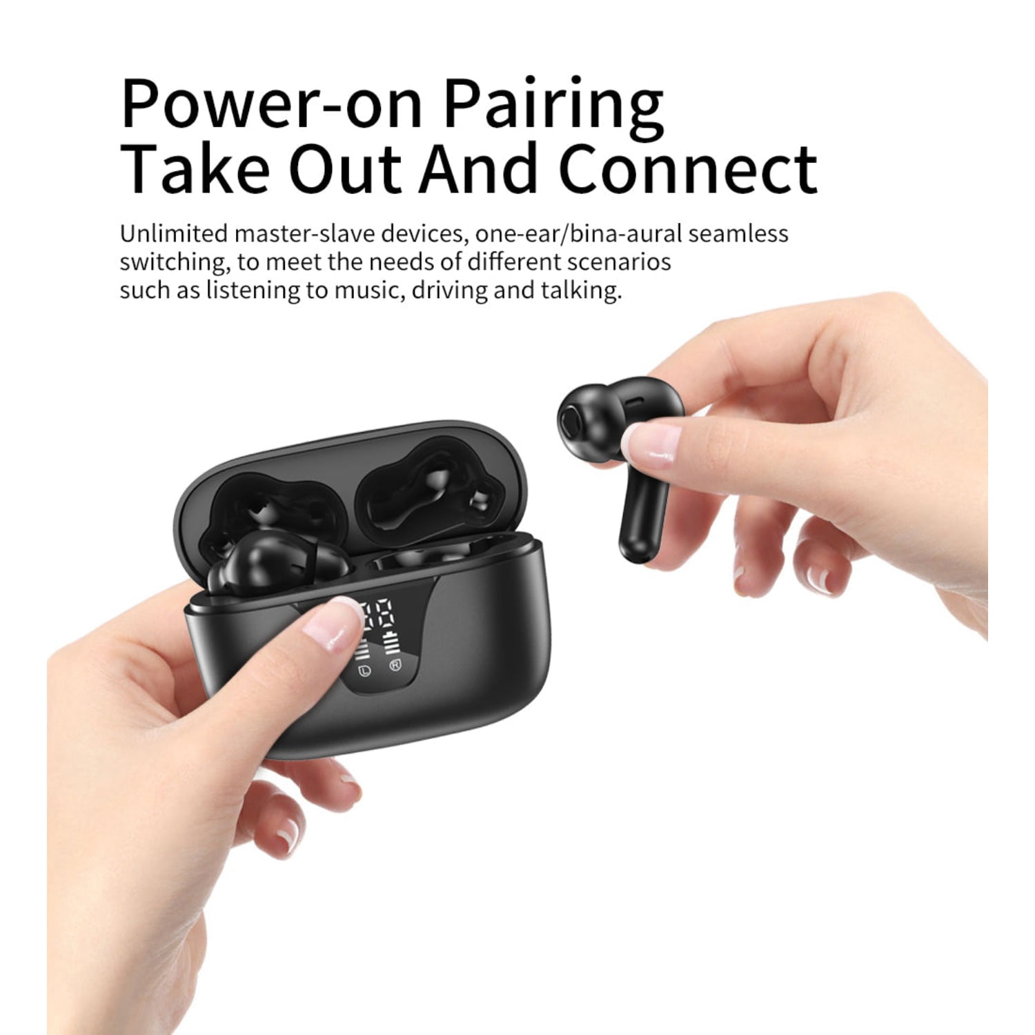 Teetheory Wireless Earbuds, Bluetooth 5.3 Headphones with 50H Playtime, LED Digital Display, HiFi Stereo Earphones with Touch Control for Calls, Sports
