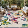 thumbnail image 2 of Colorful Butterfly Outdoor Rug for Patio/Deck/Porch, Non-Slip Large Area Rug 6 x 9 Ft, Elegant Pastoral Butterflies Rustic Watercolor Indoor Outdoor Rugs Washable Area Rugs, Camping Rug Carpet Runner, 2 of 8