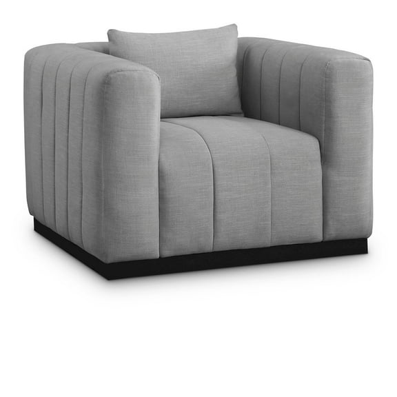 Meridian Furniture Lucia Grey Linen Textured Fabric Chair