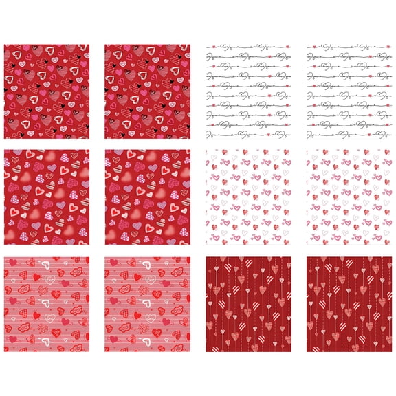 Valentines Decor, 12 Sheets 27x20 inch Valentines Wrapping Paper, 6 Styles of Heart Wrap, for Valentine's Day, Anniversary, Wedding, Birthday