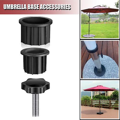 Kit Tappo Di Copertura Per Base Ombrellone - 2 Pezzi (38mm E 48mm) Con Vite M8 - Parti Di Ricambio In Plastica Nera Per Stabilizzare L'Asta