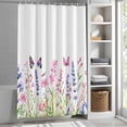 thumbnail image 3 of Pink Purple Flowers Fabric Shower Curtain Spring Butterflies Washable Shower Curtains for Bathroom, Waterproof Bath Curtain with Hooks Home Decor 72x84in, 3 of 8