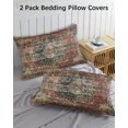 thumbnail image 3 of Boho Vintage Pillow Covers Standard Size 2 Pack, Retro Flowers Modern Geometric Abstract Art Soft Bed Throw Pillowcases Breathable Cooling Long Lumbar Body Pillow Sham Cover for Bed Sofa 20''x26'', 3 of 7