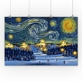 thumbnail image 2 of Ski Resort, Starry Night (36x54 Giclee Gallery Art Print, Vivid Textured Wall Decor), 2 of 3