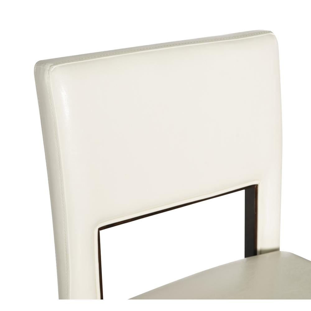 Linon Vega 30" Mid Back Indoor Upholstered Bar Stool, Espresso/ White Faux Leather