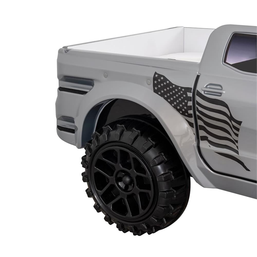 Furniture of America Spela Off-Road Truck Twin Wood Bed in Gray
