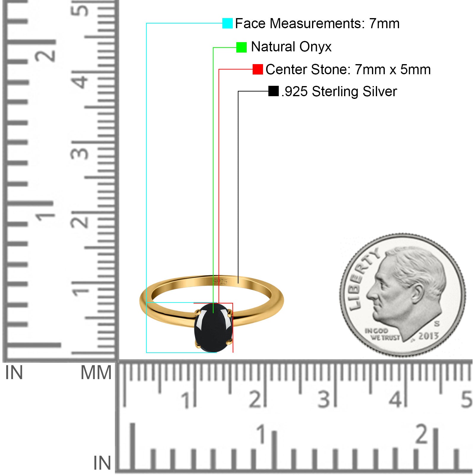 Natural Black Onyx Yellow Tone Silver Size-8 Minimalist Oval Cathedral Solitaire Ring Wedding Engagement Rings For Women 925 Sterling Silver Gifts For Her