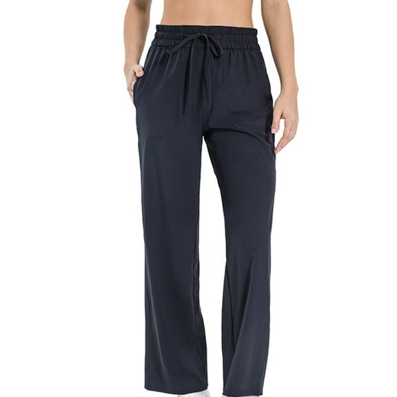Akafmk Womens Plus Size Sweatpants,Athletic Pants for Sports,High Waist Drawstring Wide Leg Pants Solid Color Long Trousers Relaxed Fitting Running Workout Pants with Pockets