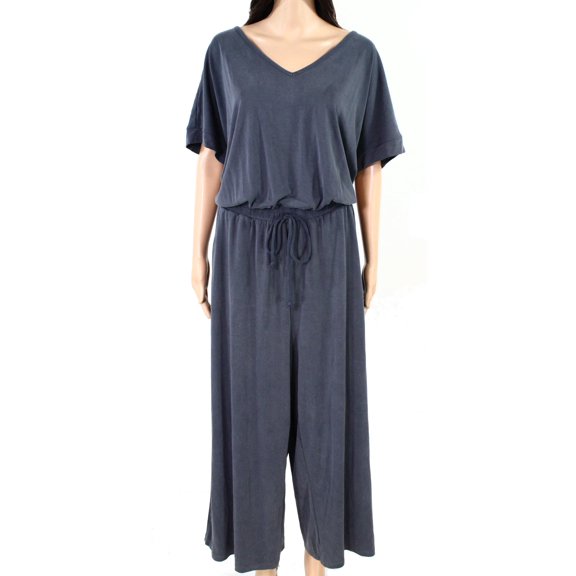 Style & Co Plus Size Cropped Knit Jumpsuit Grey 1X