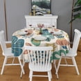 thumbnail image 2 of Beige Pioneer Flower and Leaf Pattern Round Tablecloth 60"x60",Wrinkle Wipeable Table Cloth for Kitchen Dining Room Picnic Patio Party, 2 of 6