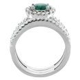 thumbnail image 2 of 10K White Gold Natural Malachite 3-Piece Bridal Ring Set Round 6mm Halo Diamond, size 6, 2 of 2