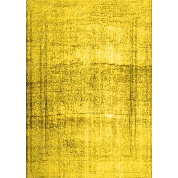 Ahgly Company Indoor Rectangle Abstract Yellow Contemporary Area Rugs, 4' x 6'
