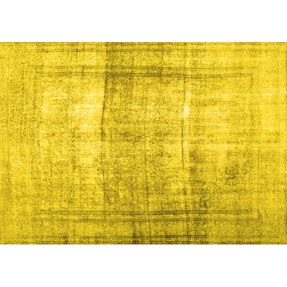 Ahgly Company Machine Washable Indoor Rectangle Abstract Yellow Contemporary Area Rugs, 2' x 3'