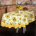 thumbnail image 5 of Oval Sunflower Tablecloth, Rustic Spring Summer Floral Table Cloth, Farmhouse Waterproof Durable Polyester Wrinkle-Free Table Cover for Indoor Outdoor, Holiday Kitchen Dining and Parties, 5 of 5