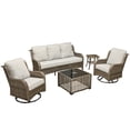 thumbnail image 2 of ODELIO 5‑Piece All‑Weather Wicker Patio Furniture Set, Outdoor Conversation Set with High‑Back 360° Swivel Rocking Chairs & Auto‑Solar Light Coffee Table, Grey, 2 of 7