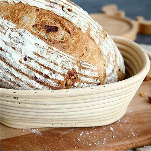 1X Oval Bread Ferment Basket,Rattan,Size 25X15X8cm,Holds 500G Dough,Anti-A T0U4 