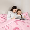 thumbnail image 4 of jejeloiu Ribbon Bow Tie Queen Comforter Set,Pink Princess Bowknot Bedding Sets,Fairy Tale Theme Bedding Comforter Set,Lightweight Room Decorative Reversible,3 Pieces, 4 of 7