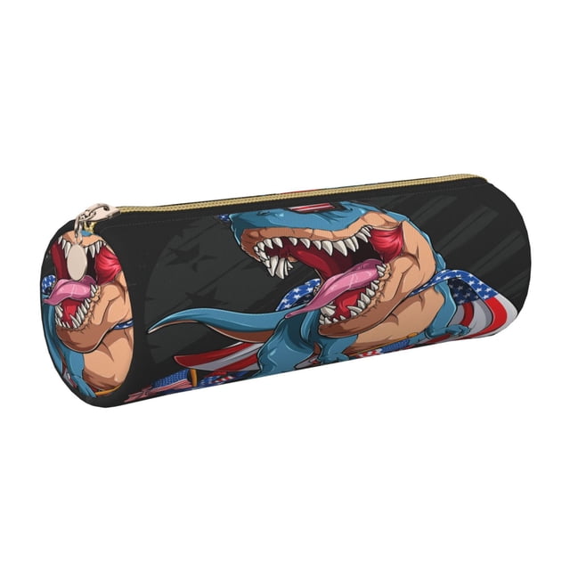 Disketp Blue Dinosaur Estuche Organizador de Lápices de Cuero, Estuche de Oficina con Cremallera para Bolígrafo y Lápiz
