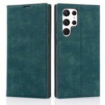 Dteck RFID Blocking Wallet Phone Case for Samsung Galaxy S22 Ultra, Card Slots Holder Magnetic Flip Cover, Blue