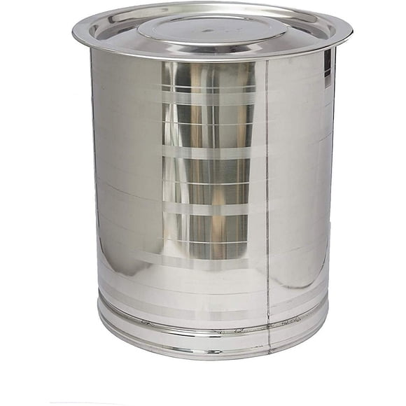 Silver Stainless Steel Corrosion Resistant Drum For Storing Water Or Any Item - Capacity 22 Liters - High Quality Stainless Steel & Rust Proof